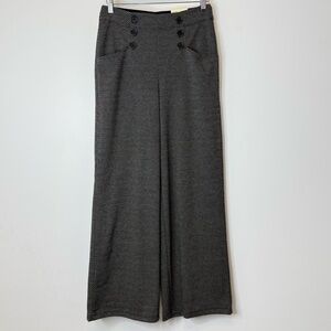 Max Studio Black Pattern Wide Leg Sailor Pant Pull On Women's Size Medium NWT